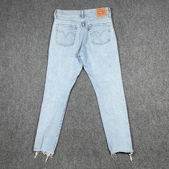 Levis 501 S Skinny Jeans Womens 28x28 Blue Light Wash Denim Frayed 0896 - Picture 1 of 12